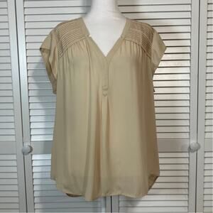 NWT DR2 by Daniel Rainn Taupe Relaxed Fit Business Casual Blouse Women XL